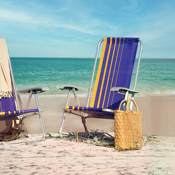 Silla playera aluminio y tela violeta y amarillo -TRAMONTINA TD0922