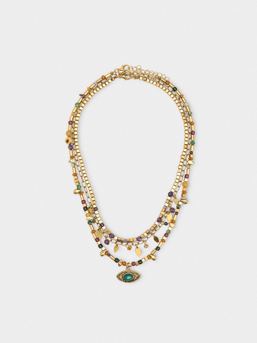 Set De Collares Con Piedras multicolor