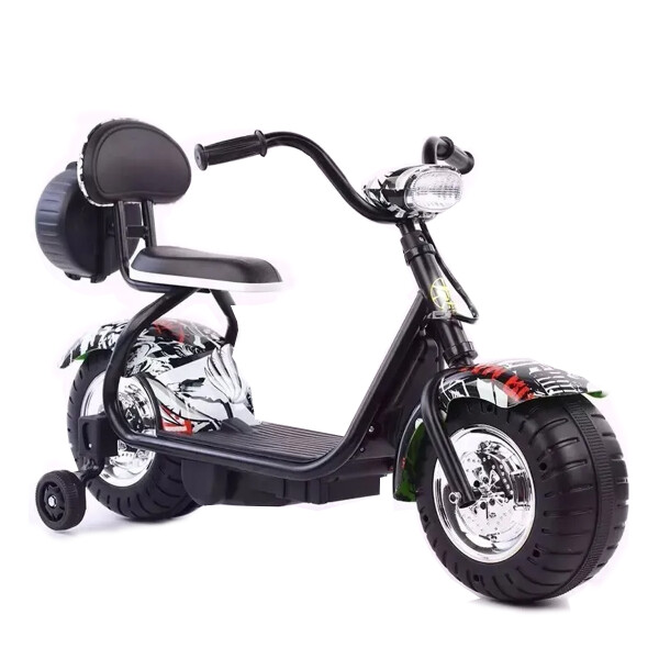 Mini Moto Eléctrica Chopper Qk-306 BLANCO/NEGRO