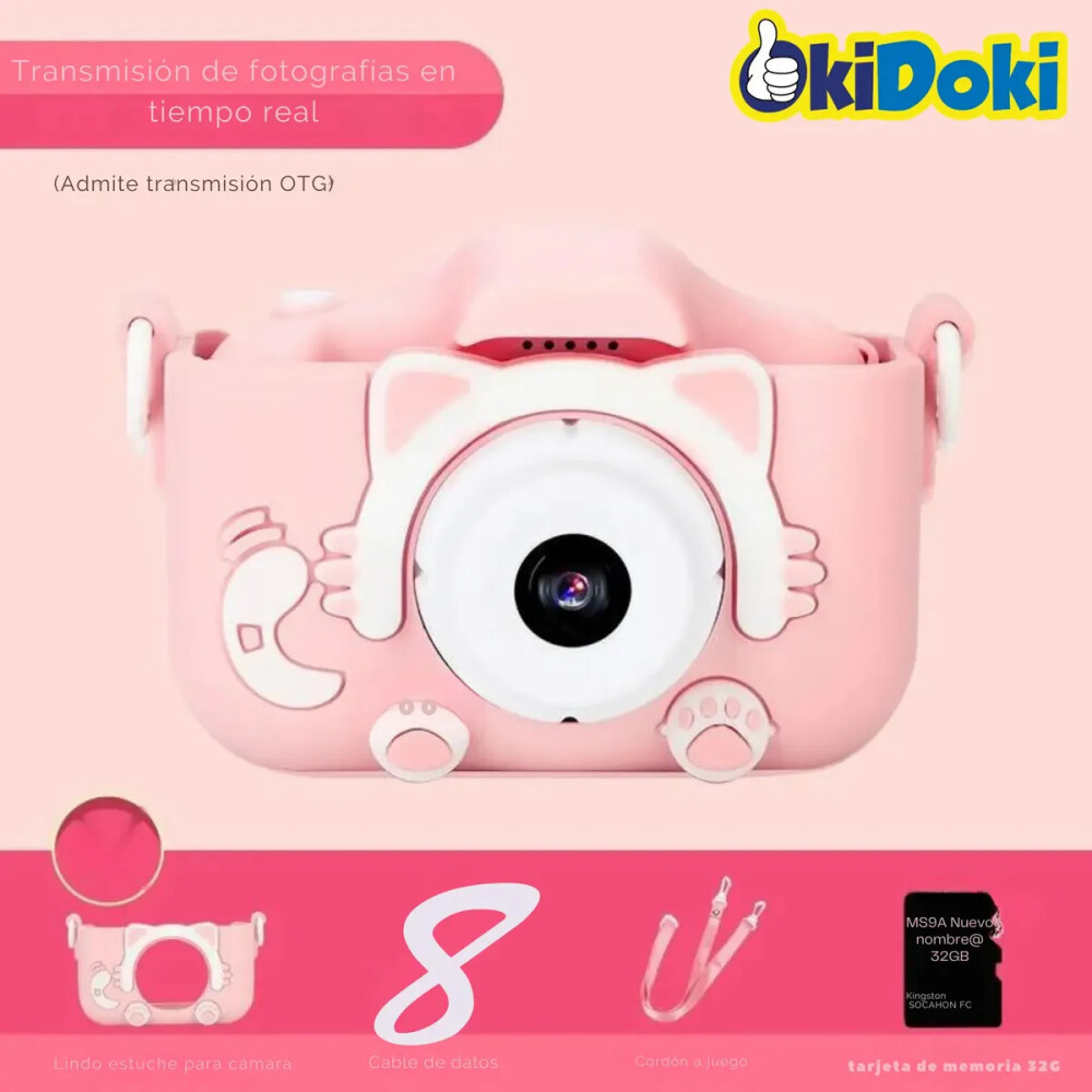 Cámara de fotos infantil con pantalla Rosa