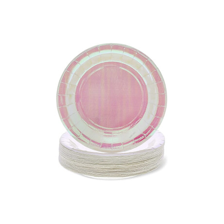 Set de 10 platos reutilizables tornasolados Sc