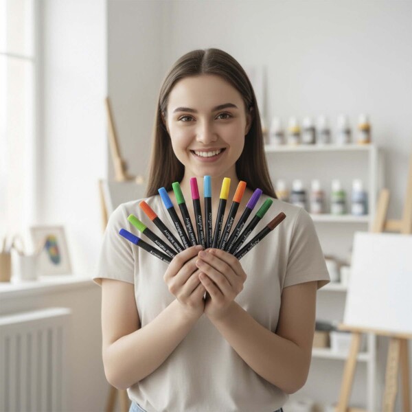 Set de Marcadores 48 pcs Acrílico Doble Punta Rotuladores Color Negro