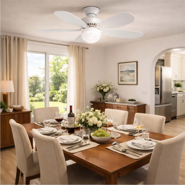 Ventilador Techo Lampara Luz Led 30W Control Remoto 5 Aspas Variante Color Blanco