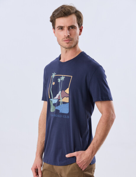 REMERA ESTAMPADA DE ALGODÓN Azul
