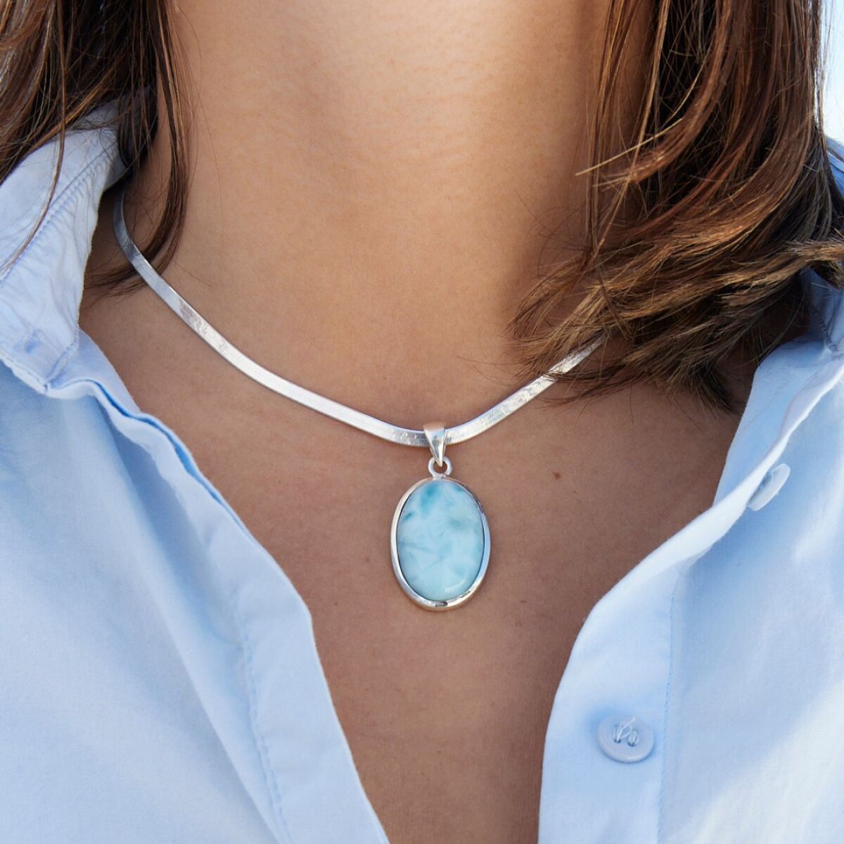 Dije Flora Larimar - Plata 925 