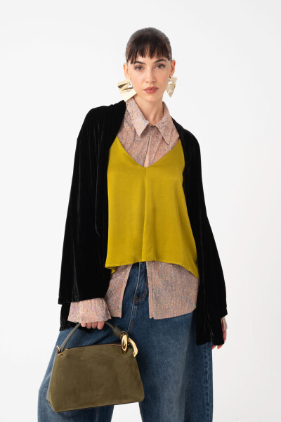 KIMONO EN VELVET Negro