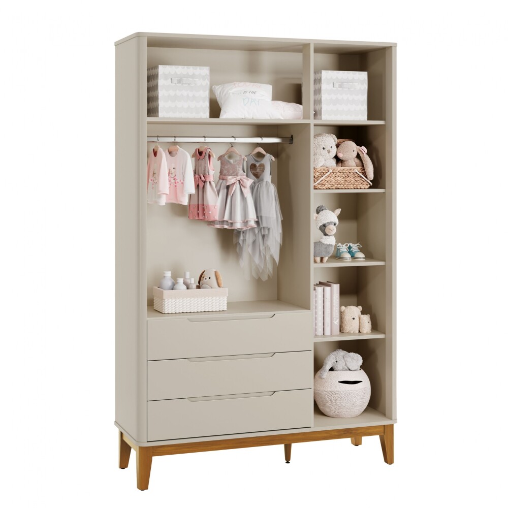 Ropero 4 puertas 3 cajones - Boom Gris