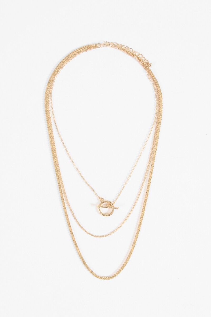 Collar cadena triple dorado
