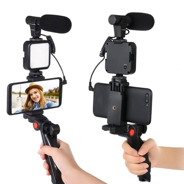 Kit Trípode Ledstar Ay-49 Luces Led Con Micrófono Para Video Streaming KIT TRIPODE LED CON MICROFONO AY-49