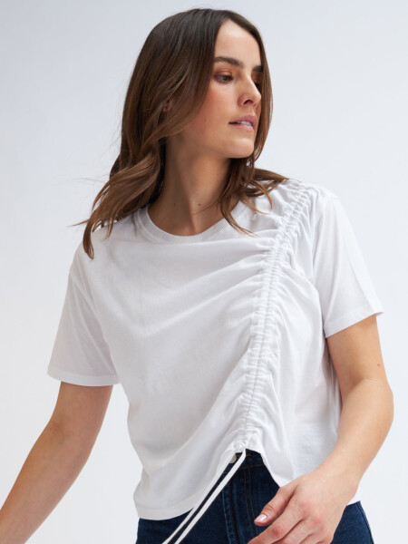 Camiseta manga corta con frunce Blanco