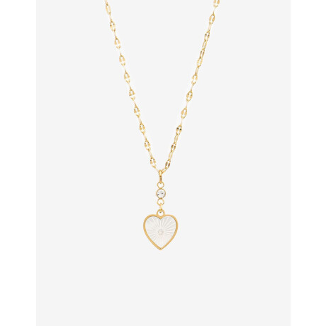 Cadena Acero Con Dije Nácar Dorado