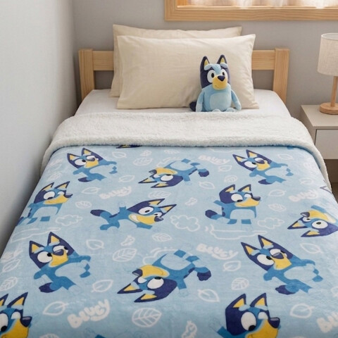 Frazada Coral con Corderito Infantil 1 Plaza 150 x 200 cm Bluey