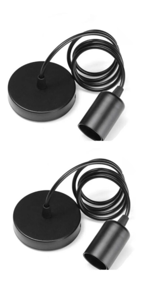 Pack X 2 Lampara Colgante Portalamparas Metal Vintage - Negro 