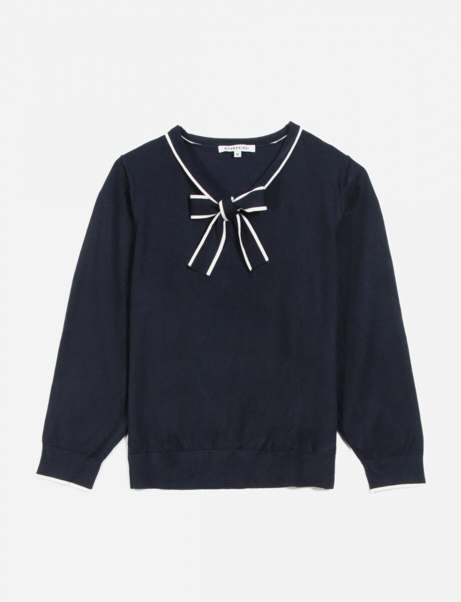 Sweater con corbatin - Azul marino 