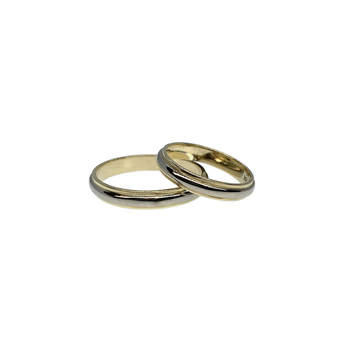 Alianzas combinadas en oro amarillo y blanco 18k / anillos de compromiso 