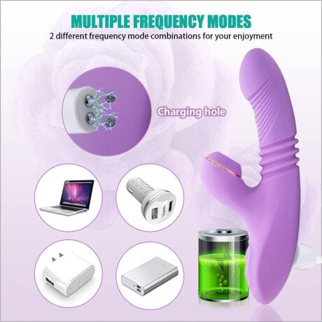Estimulador Sube y Baja Con Succión 3 En 1 USB Violeta