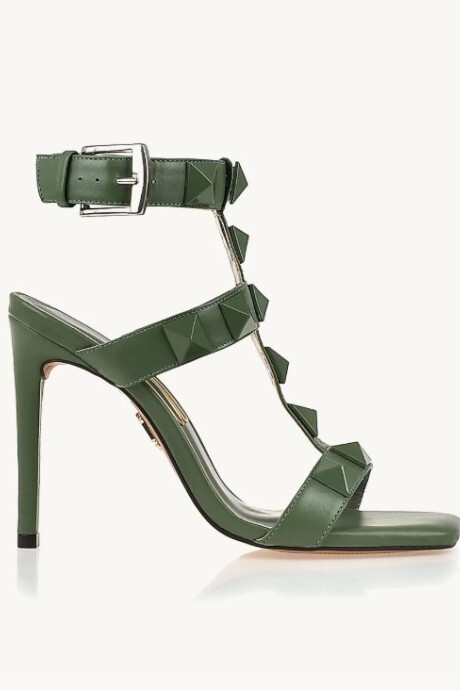 Sandalia taco alto Milano Verde Oliva