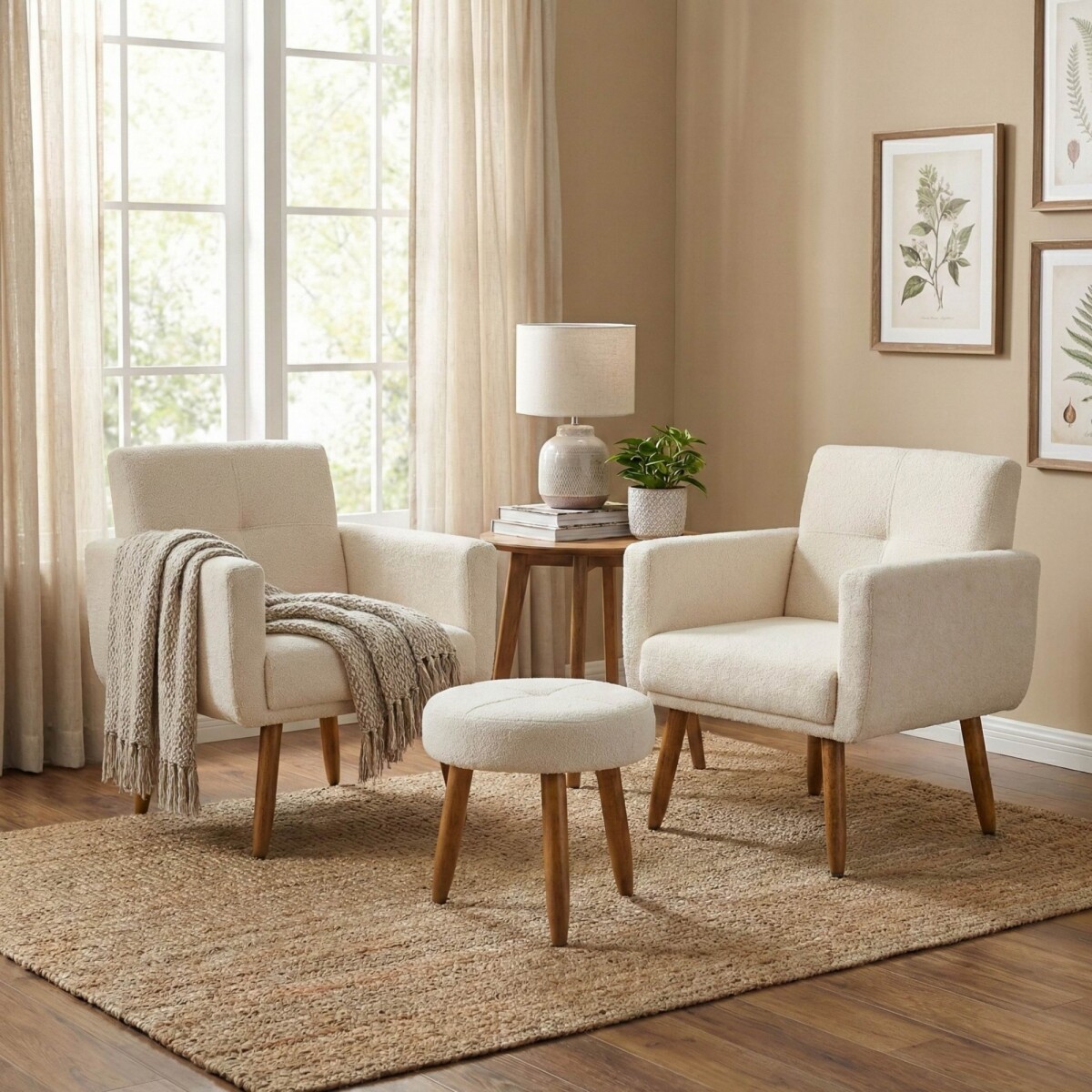 Butaca Havana Moderna x2 + Puff Beige 