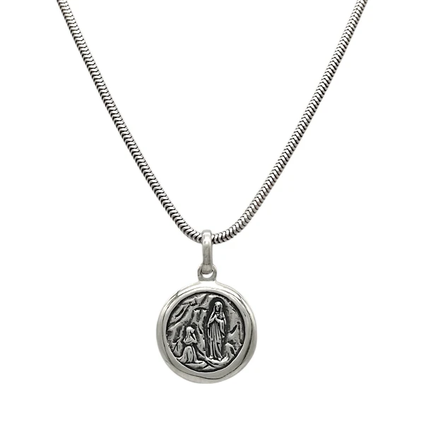 Dije Virgen de Lourdes-Plata 925 quemada-Sin Piedra-CP3053 sinpiedra