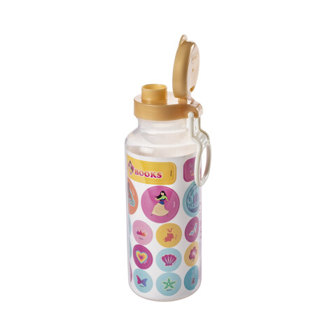 Botella Plática Abre Fácil Princesas Disney 600 ml con Adhesivos U