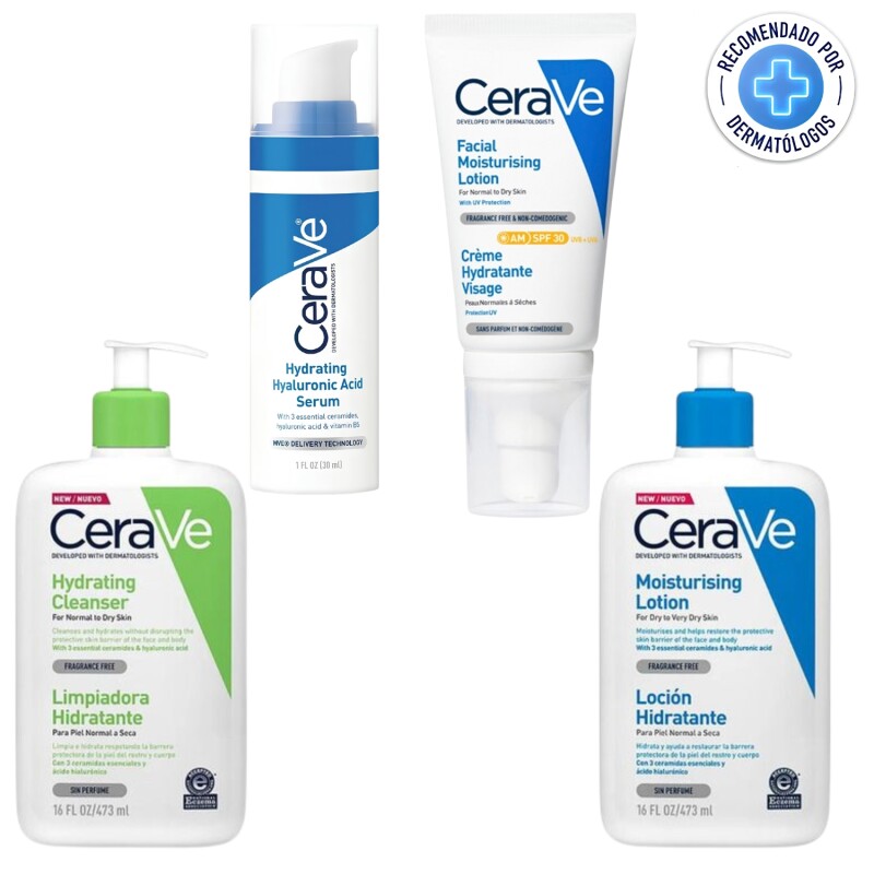 Pack CeraVe Limpiador + Sérum + Loción rostro + Loción Corp Pack CeraVe Limpiador + Sérum + Loción rostro + Loción Corp