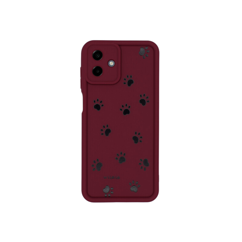 Protector para Samsung Galaxy A07 diseño huellas color bordó Protector Para Samsung Galaxy A07 Diseño Huellas Color Bordó