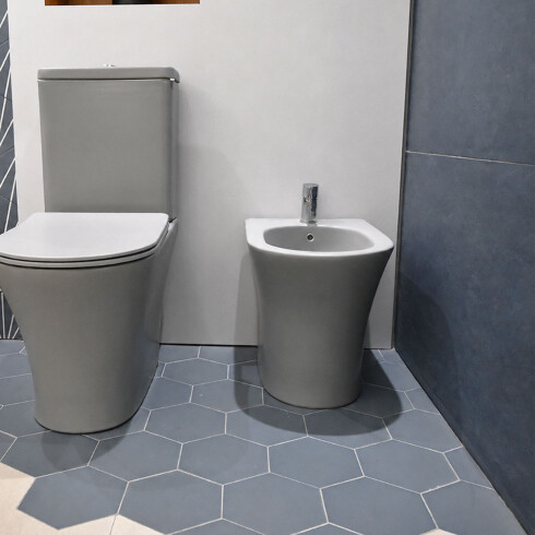 BIDET CON TRANSFERENCIA ANORI GRIS MATE LOZA SANITARIA BAÑO 000