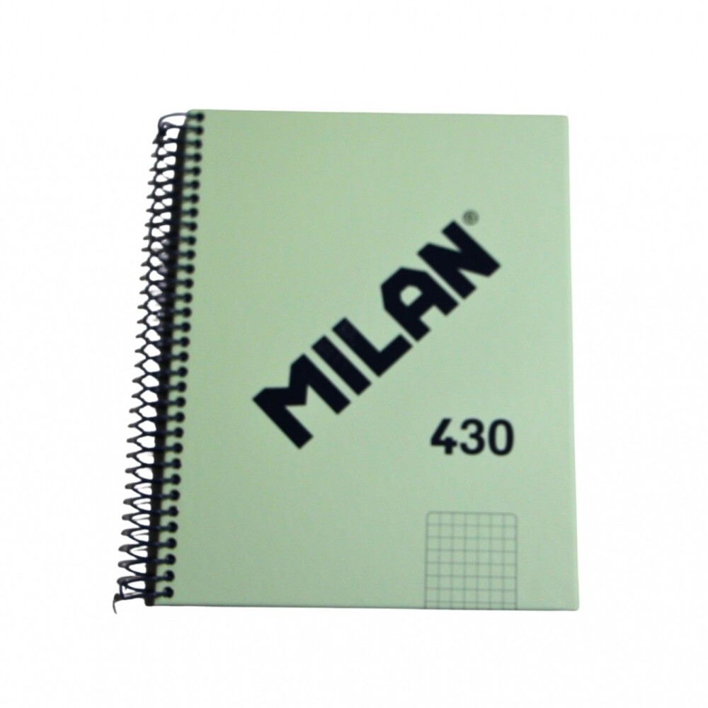 CUADERNO MILAN CON ESPIRAL TAMAÑO A5 CUADRICULADO DE 80 HOJAS COLOR VERDE PASTEL CUADERNO MILAN CON ESPIRAL TAMAÑO A5 CUADRICULADO DE 80 HOJAS COLOR VERDE PASTEL