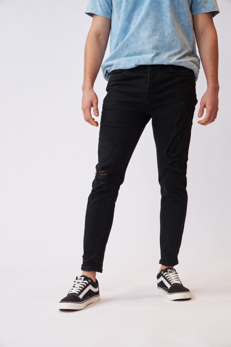 Pantalon Hom.Jean Chup.C/Rot.N+ - Negro 