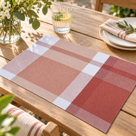 Individual PVC 45x30cm Cuadros Rojo