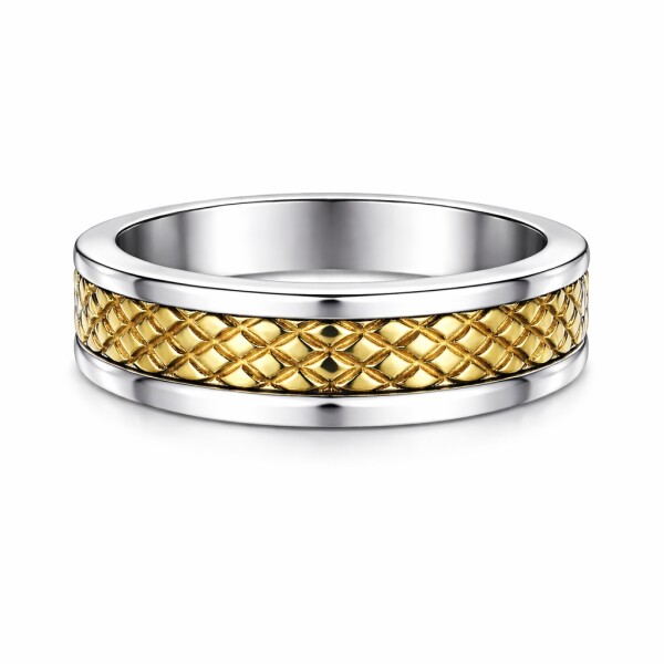 Anillo Labrado - Plata y Oro- Sin Piedra-AN5966 sinpiedra