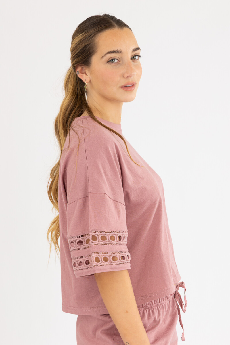 Cotton lace pj Marron