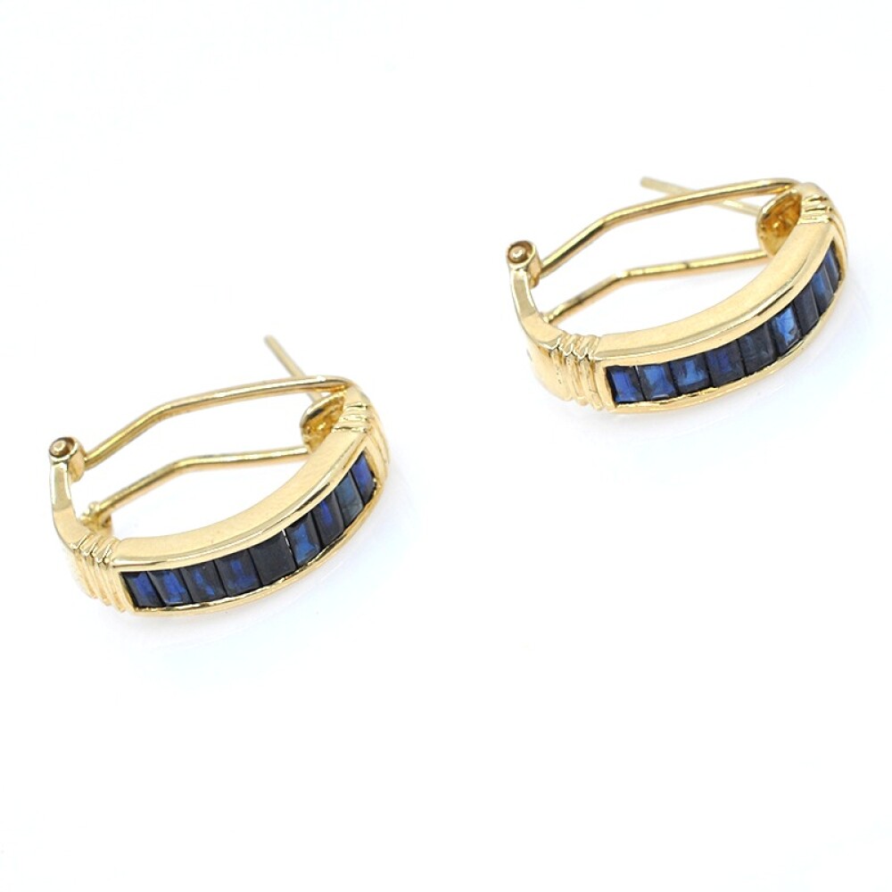 Caravanas clips en oro 18k con zafiros azules Caravanas clips en oro 18k con zafiros azules