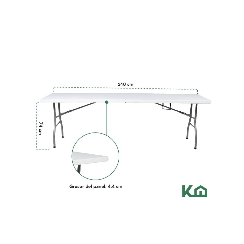 Mesa plegable 2.4m Portátil Jardín Camping Exterior Comedor Mesa plegable 2.4m Portátil Jardín Camping Exterior Comedor