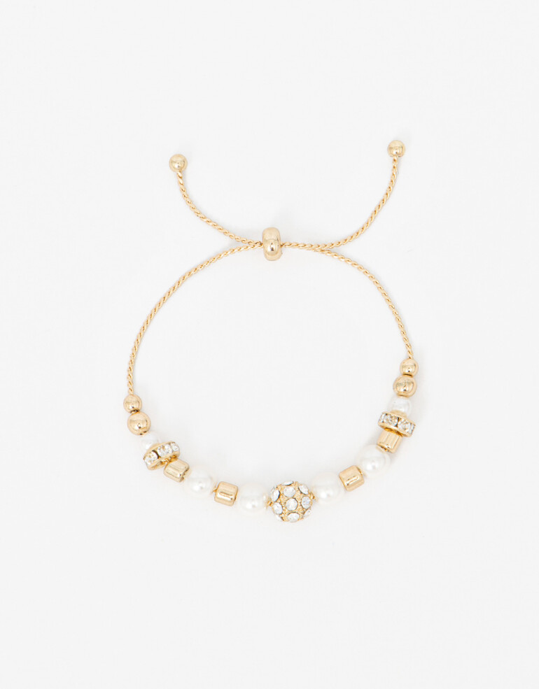 Pulseras Flexibles Pulsera Flexible Con Perlas - Dorado