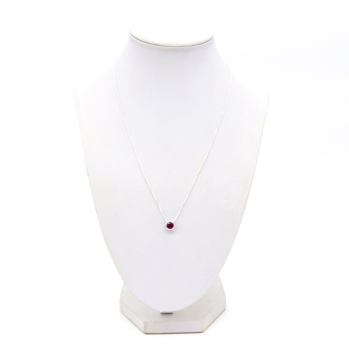 Conjunto de Cadena Veneciana y dije de Plata 925 con Rubí - Punto de Luz 