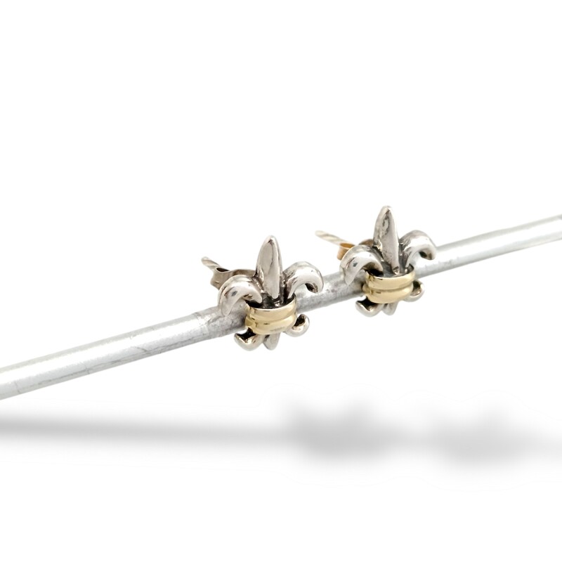 Caravanas Flor de Lis-Plata y oro-Sin piedra-CA5133 conpiedra