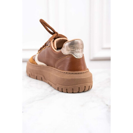 Zapatilla Combinada Cuero Cafe