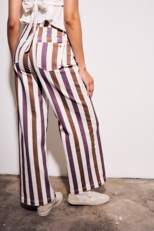 Jean Rayado Wide Leg Multi