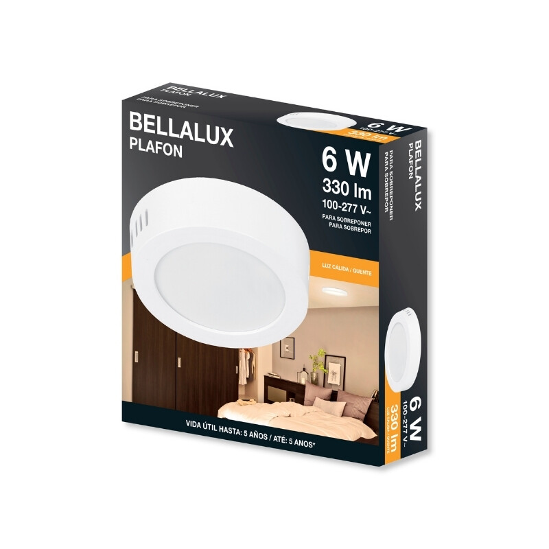 PLAFON REDONDO ADOSAR BELLALUX SLIM 6W Plafón LED BELLALUX Adosar Redondo Slim 6W Luz Cálida