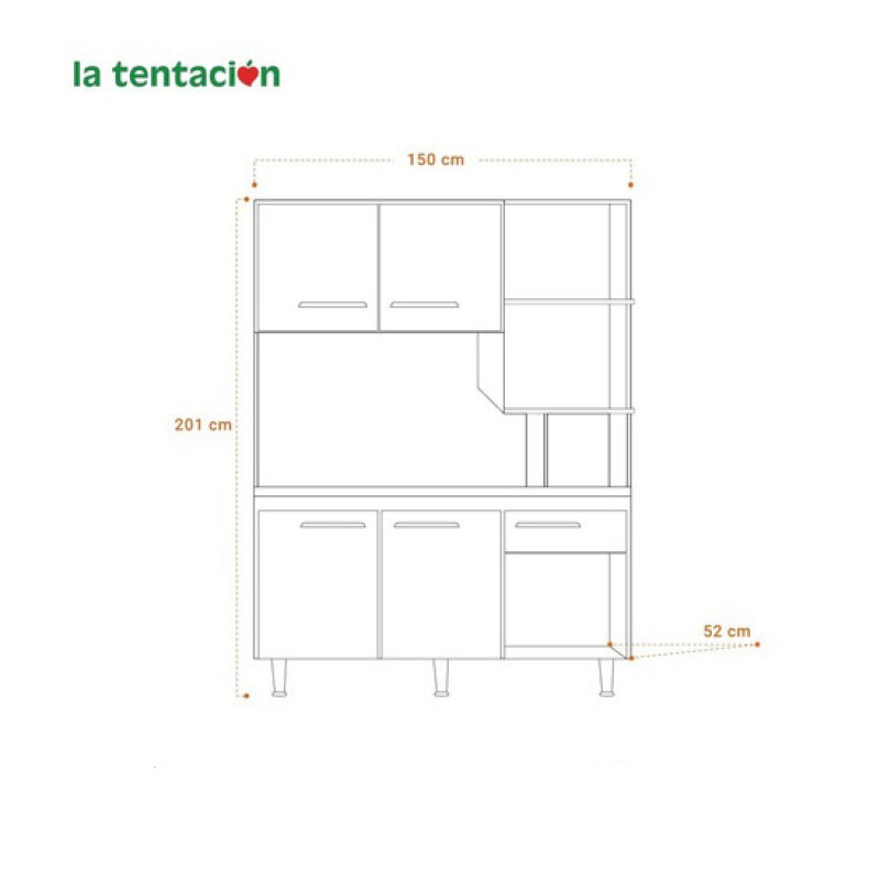 Mueble Cocina Compacta Hera Con Mesada Color Nogal Y Grafito Mueble Cocina Compacta Hera Con Mesada Color Nogal Y Grafito