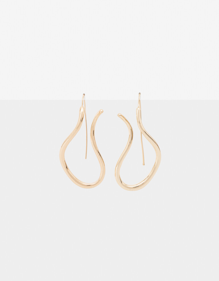 Aros Colgantes Largos Metal Aros Colgantes De Metal - Dorado