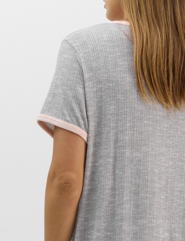 Camisón Con Textura Acanalada GRIS