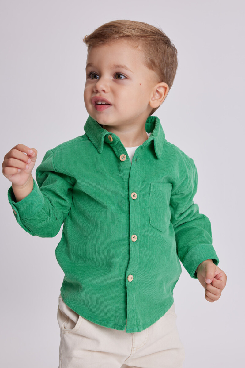 Camisa manga larga de pana - Verde 