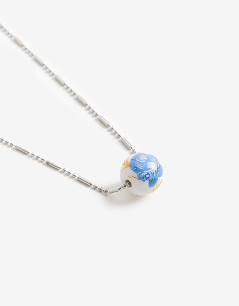 Cadena Corta con Dije Con Dijes Collar Con Dije Oriental - Plateado Rodio