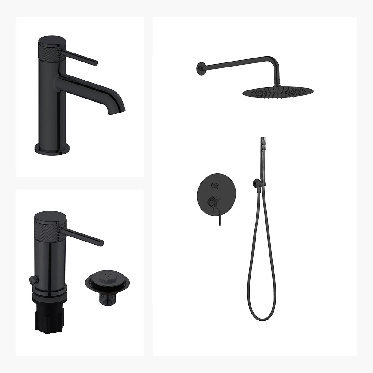 Juego De Griferia Incluye Lavatorio Bajo,bidet Y Ducha Embutida 