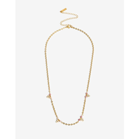 Collar De Acero Dorado Con Piedra Natural Dorado