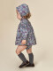 Vestido Flores Con Volante Azul Viejo