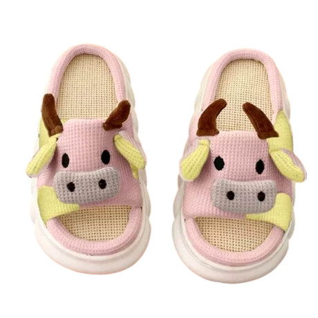 Pantufla Vaca Sandalia Suela Alta Suaves Cómodas Rosa