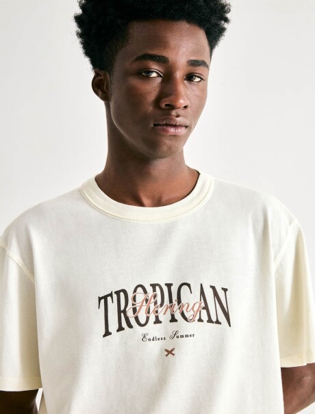 CAMISETA MANGA CORTA CON ESTAMPA BEIGE